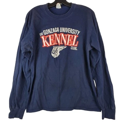 GONZAGA BULLDOGS Shirt Adult Medium Blue Red KENNEL CLUB Spell Out College - Image 1 of 4