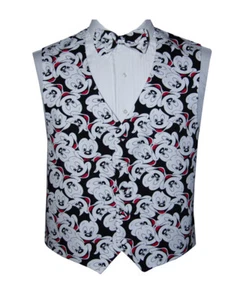 Men's Mickey Faces Tuxedo Vest and Bow Tie - Picture 1 of 1
