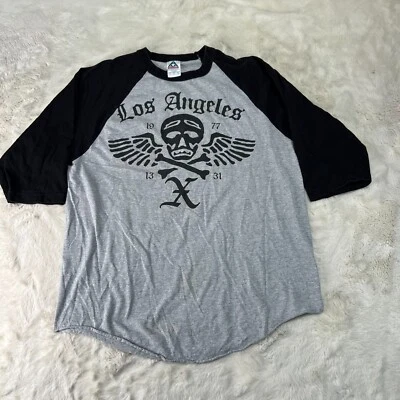 Camiseta AAA Los Angeles Calavera Para Hombre L Multicolor Manga 3/4 Foto 1 de 4