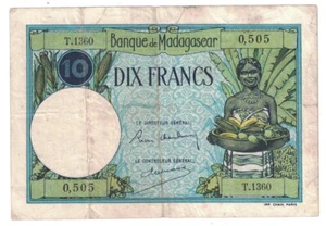 Madagascar - ND (ca. 1937-47) 10 Francs Banknote (P-36) - Picture 1 of 2
