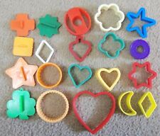 Vintage 20 Plastic Cookie Cutters. SHAPES Hearts Circles Stars Square Moon Donut