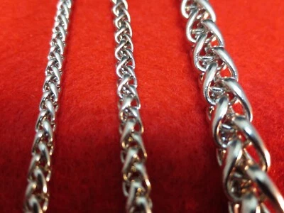 3/4/7 MM Mens  16-60" STAINLESS STEEL SILVER BRAIDED WHEAT ROPE CHAIN NECKLACE - Image 1 of 4