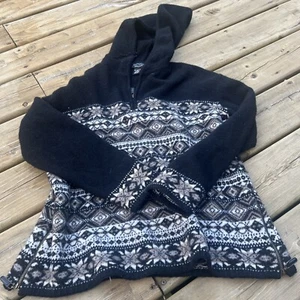 Skyr Skifahren Nordic Fair Isle Viertelreißverschluss Pullover 100 % Wolle Damen Medium schwarz Schnee - Bild 1 von 9