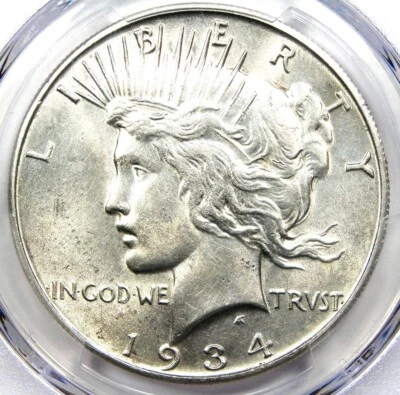 1934-S Peace Silver Dollar $1 Coin - Certified PCGS Uncirculated Detail (UNC MS) - Image 1 of 4