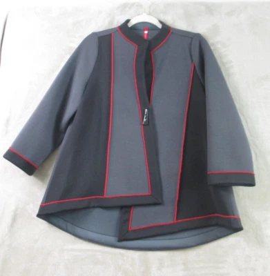 Chaqueta asimétrica de un botón estampado negro gris rojo talla S IC Collection para mujer Foto 1 de 4