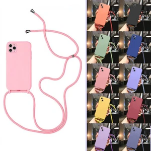 Crossbody Necklace Lanyard Rope iPhone 16 15 14 Pro Max 13 12 11 Soft Case Cover - Picture 1 of 29