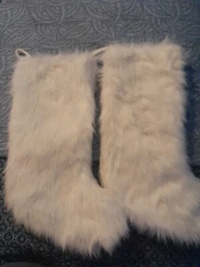 2 St Nicks Choice White Faux Christmas Stockings Barely If Ever Used - Picture 1 of 6
