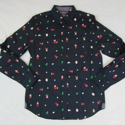Eighty Eight Christmas Button Up Shirt Men's Long Sleeve Shirt Reindeer Red Cup - Image 1 of 4