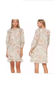 Current Air Anthropologie Sz XS Marble Ruffle Mini Dress Lined Rayon Viscose NEW - Picture 1 of 16
