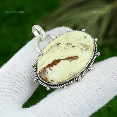 Natural Lemon Chrysoprase Gemstone Pendant 925 Sterling Silver Indian Jewelry - Изображение 1 из 3