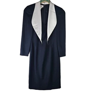 Vintage 80s Morton Myles for the Warrens Cocktail Tuxedo Sheath Style Dress, 4 - Picture 1 of 10