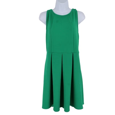 Xhilaration Fit & Flare Dress Womens M Green Sleeveless Stretch Pleated Cut-Outs - Image 1 of 4