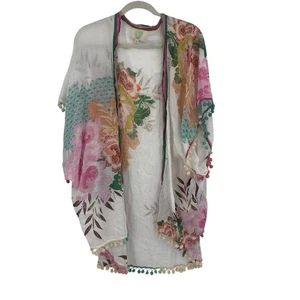 Z&L Anthropologie Damen Einheitsgröße Blumenmuster vorne offen Kimono Quaste Bommeln - Bild 1 von 14