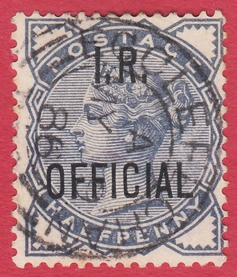 GB QV 1885 1/2d SLATE BLUE I.R. OFFICIAL SGO5 GU - Image 1 of 2