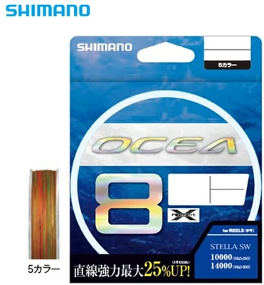 Shimano OCEA 8 PE #1.5-10 ocho líneas trenzadas máx. 173 lb 200/300/400/500 m multicolor Foto 1 de 4
