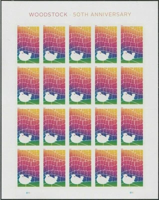 Woodstock - 50th Anniversary of Woodstock - 20 Current Rate Stamps Scott 5409a - Image 1 of 2