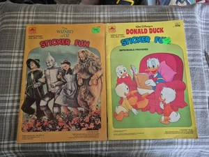 Vintage Zauberer von Oz & Donald Duck goldene Aufkleber Spaß Buch Handwerk  - Bild 1 von 16