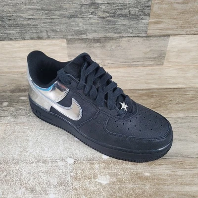 Nike Air Force 1 Low Retro Womens Shoes Sz 8 Black Chrome Lace-Up Sneakers - Image 1 of 4