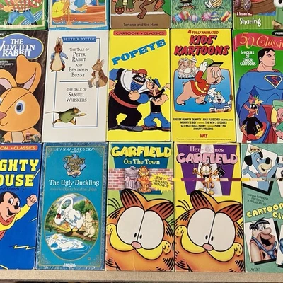 Lot of 10 Vintage Kid Children VHS Scooby Garfield Smurfs Popeye Superman￼￼ — 第 1/4 张图片