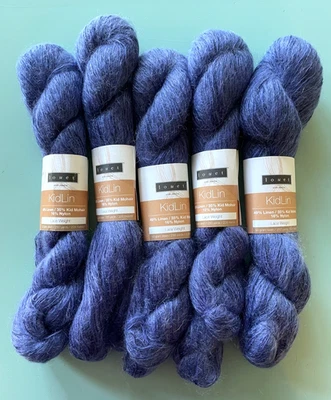 Lote de 5 / Louet KIDLIN Lino Mohair Encaje Peso Hilo - Bandera Azul #1162 Foto 1 de 3