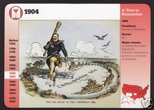 1904 THEODORE ROOSEVELT Carry Big Stick Cartoon Caribbean GROLIER STORY CARD