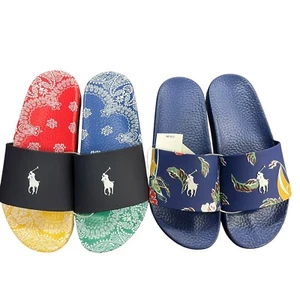 NWT Polo Ralph Lauren Men's Bandana Print Tropical Floral Casual Slide Sandals - Picture 1 of 27