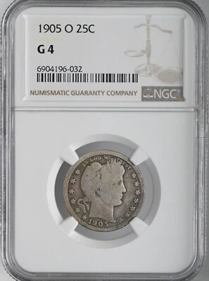 1905-O  25C BARBER SILVER QUARTER NEW ORLEANS MINT NGC G04  #6904196-032 - Image 1 of 4