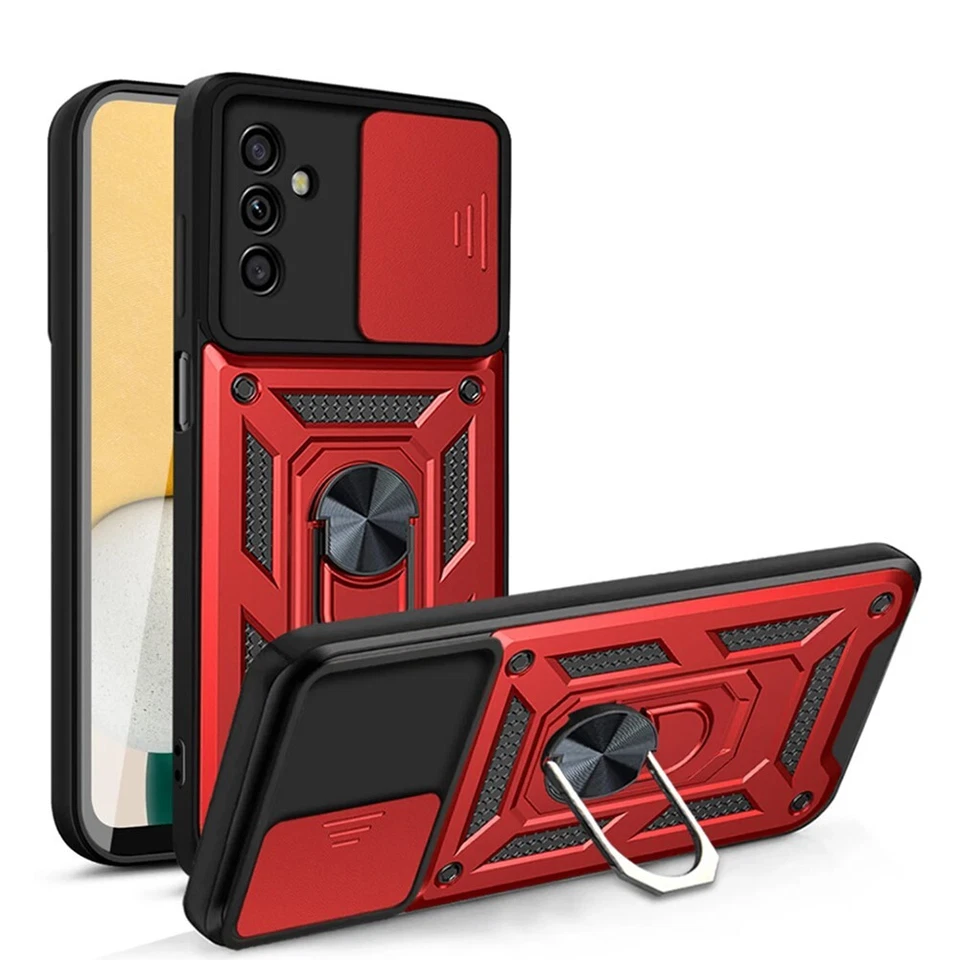 Samsung Galaxy A13 5G/A04S TPU Case Kickstand Ring Holder Slide Camera Cover Red - Image 1 of 1
