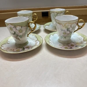 4 CFH/GDM Haviland 8 Demitasse Cups & Saucers Limoges Beautiful - Picture 1 of 6