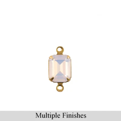 10x8mm Pink Opal Faceted Glass Octagon Stone in 2 Loop Setting — 第 1/4 张图片