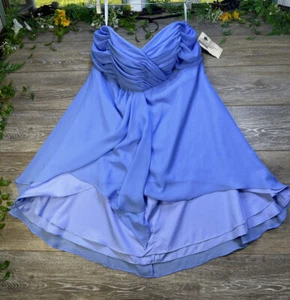 Prom Dress Size 18 NEW WITH TAGS Blue bridesmaid Forever Yours Crinkle Chiffon - Picture 1 of 23