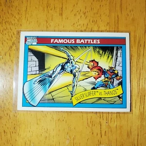 Silver Surfer vs Thanos Marvel Comics trading card Famous Battles 1990 ๐ - Picture 1 of 2
