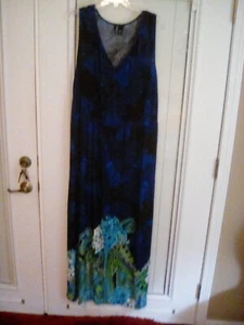 NWT NEW DIRECTION 🥻PLUS SIZE 3X BLUE/BLACK FLORAL MAXI - Picture 1 of 3
