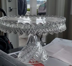 Vtg EAPG Fostoria CENTENNIAL II Pedestal Round Cake Stand, Swirls READ - Picture 1 of 10