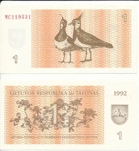 Lithuania / Litauen [20] - 1 Talonas 1992 UNC - Pick 39 - Bild 1 von 1