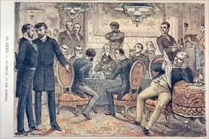 CLUB MASCULIN ou SALON de JEUX au 19e siècle - Planche du 19eme siècle - Picture 1 of 3