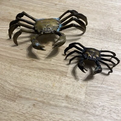 Par de estatua de cangrejo de metal latón cobre chino de colección decoración de escultura Foto 1 de 4