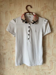 VTG Distress Burberry London Polo Shirt Women’s S Short Sleeve Made In England - Picture 1 of 8