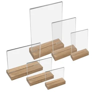 HMF Tischaufsteller Holzfuß, Menükartenhalter, Werbeaufsteller, Acryl Aufsteller - Bild 1 von 41
