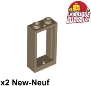 Lego - 2x Finestra 1x2x3 Flat Anteriore Beige Scuro / Dark Tan 60593 Nuovo - Picture 1 of 1