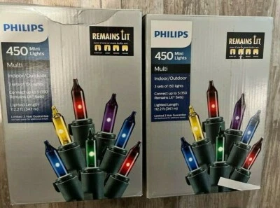 2 boxes NEW LED 450 mini lights Philips clear (3 sets 150 lights) 112.2 feet  - Image 1 of 4