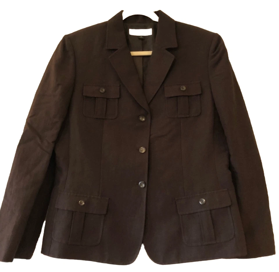 TAHARI Lino BLAZER Chaqueta Carrera Marrón Talla 16 Foto 1 de 4