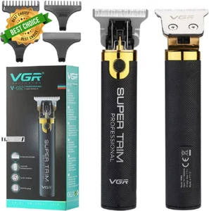 VGR Hair Clippers Men Cordless T-Blade Trimmer 0mm Baldhead Beard Shaver Black - Picture 1 of 12