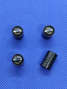 LOT 4 BOUCHON DE VALVE LOGO AMG Mercedes noir - Picture 1 of 1