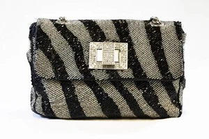 Betsey Johnson MIX IT UP Beaded Crossbody or Shoulder Bag Black/Silver (GIB) - Picture 1 of 9