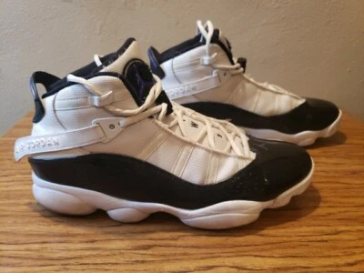 耐克 Air Jordan 6 Rings Concord 男式 11 码黑色白色 322992-104 — 第 1/4 张图片