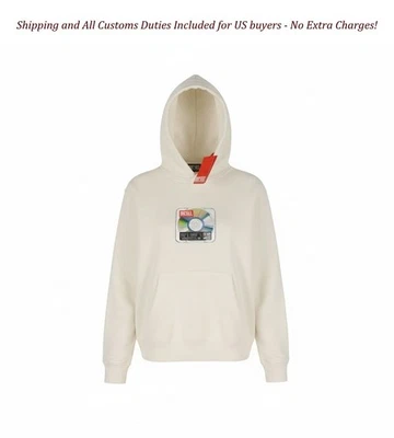 DIESEL s-Ginn-Hood Мужская толстовка с капюшоном M бежевый капюшон кенгуру ремень хлопок пуловер - Изображение 1 из 4