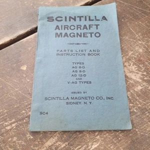Seltene Scintilla Flugzeug Magnetos Teileliste Anleitungsbuch Sidney NY Katalog - Bild 1 von 14