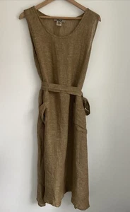 FLAX by Jeanne Engelhart Womens Size MEDIUM Brown Sleeveless Dress with Pockets - Picture 1 of 5