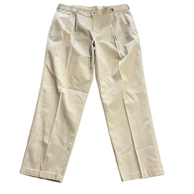 Calça chinos plissada cáqui cabeça de pato masculina W38 L30 ajuste clássico casual - Imagem 1 de 4